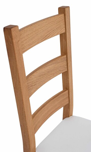 Dubová olejovaná stoličky Ladder Back biela koženka