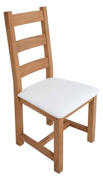 Dubová olejovaná stoličky Ladder Back biela koženka