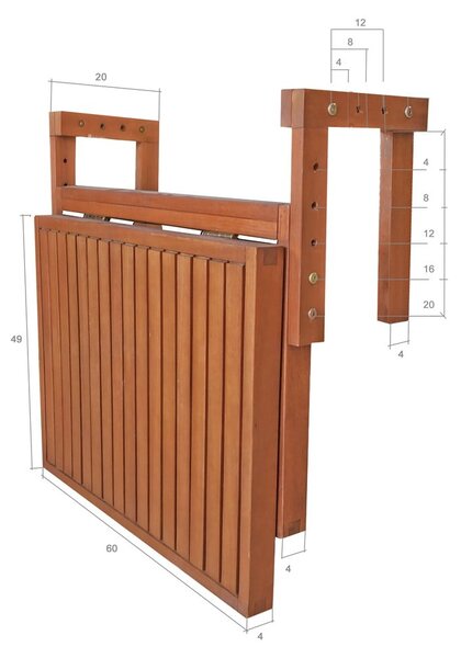 Závesný balkónový stolík 64x65 cm Berkeley – Garden Pleasure