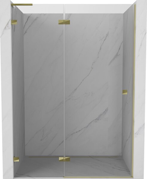 Mexen, Mexen Lunar L Otočné ľavé sprchové dvere 130 cm, transparentné, zlaté - 834L-130-000-50-00-L