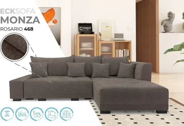 Sofiland LaMASIA - hnedá - univerzálna ľavá / pravá rohová pohovka - v tvare L s funkciou spania a úložným priestorom