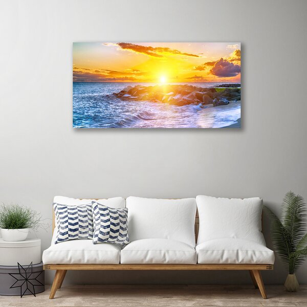 Obraz Canvas Západ slnka more pobrežie 125x50 cm