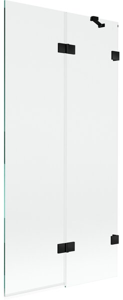 Mexen Lunar, 2-krídlová vaňová zástena pravá 90 x 150 cm, číre sklo, čierna matná, 897-090-100-70-00-P