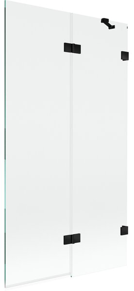Mexen Lunar, 2-krídlová vaňová zástena pravá 100 x 150 cm, číre sklo, čierna matná, 897-100-100-70-00-P