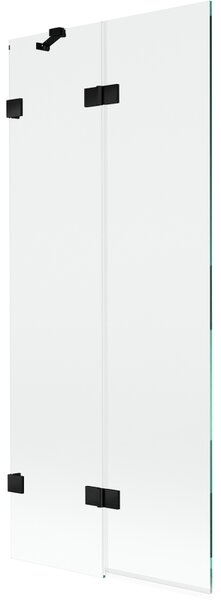 Mexen Lunar, 2-krídlová vaňová zástena ľavá 80 x 150 cm, číre sklo, čierna matná, 897-080-100-70-00-L