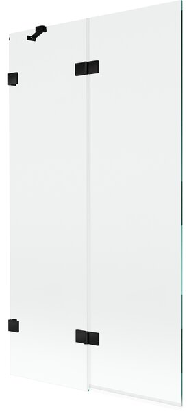 Mexen Lunar, 2-krídlová vaňová zástena ľavá 100 x 150 cm, číre sklo, čierna matná, 897-100-100-70-00-L