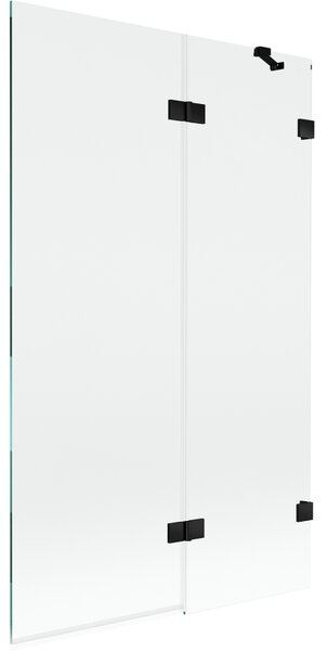 Mexen Lunar, 2-krídlová vaňová zástena pravá 110 x 150 cm, číre sklo, čierna matná, 897-110-100-70-00-P