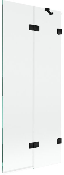 Mexen Lunar, 2-krídlová vaňová zástena pravá 80 x 150 cm, číre sklo, čierna matná, 897-080-100-70-00-P