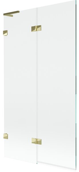 Mexen Lunar L, 2-krídlová vaňová zástena ľavá 100 x 150 cm, číre sklo, zlatá lesklá, 897L-100-100-50-00-L