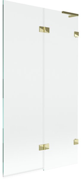 Mexen Lunar L, 2-krídlová vaňová zástena pravá 100 x 150 cm, číre sklo, zlatá lesklá, 897L-100-100-50-00-P