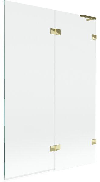 Mexen Lunar L, 2-krídlová vaňová zástena pravá 120 x 150 cm, číre sklo, zlatá lesklá, 897L-120-100-50-00-P