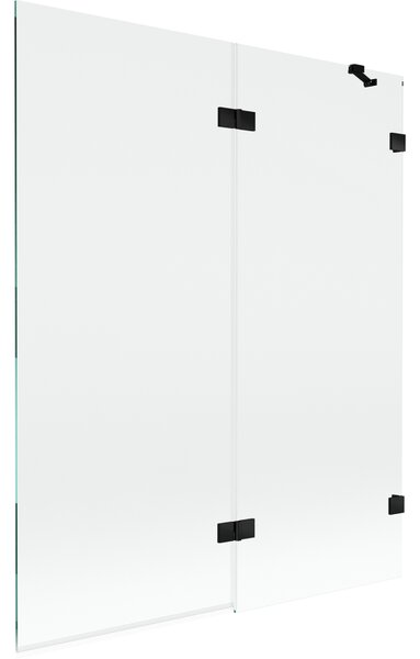 Mexen Lunar, 2-krídlová vaňová zástena pravá 140 x 150 cm, číre sklo, čierna matná, 897-140-100-70-00-P
