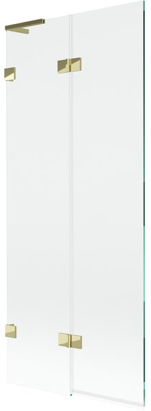 Mexen Lunar L, 2-krídlová vaňová zástena ľavá 80 x 150 cm, číre sklo, zlatá lesklá, 897L-080-100-50-00-L