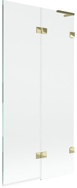 Mexen Lunar L, 2-krídlová vaňová zástena pravá 90 x 150 cm, číre sklo, zlatá lesklá, 897L-090-100-50-00-P