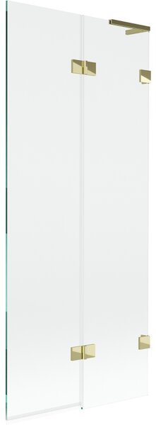 Mexen Lunar L, 2-krídlová vaňová zástena pravá 80 x 150 cm, číre sklo, zlatá lesklá, 897L-080-100-50-00-P