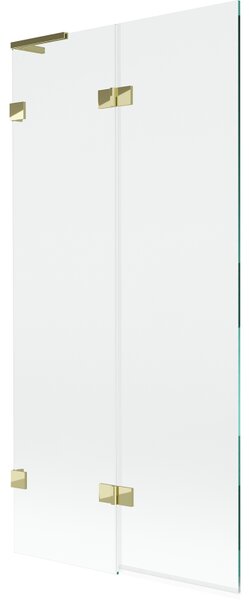 Mexen Lunar L, 2-krídlová vaňová zástena ľavá 90 x 150 cm, číre sklo, zlatá lesklá, 897L-090-100-50-00-L
