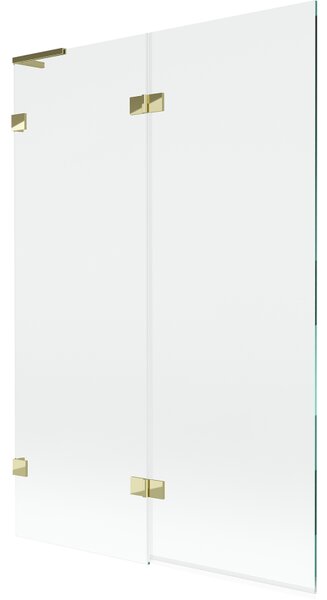 Mexen Lunar L, 2-krídlová vaňová zástena ľavá 120 x 150 cm, číre sklo, zlatá lesklá, 897L-120-100-50-00-L