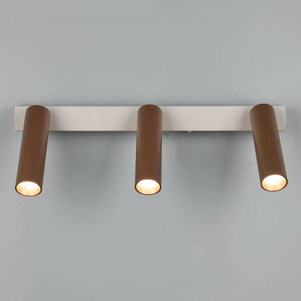 LED stropné bodové svetlá Ambala. Dĺžka 44 cm, sivá/hnedá, 3-pl., Hliník / sivá / zinok, Obývacia izba / jedáleň, kov, Moderný, Stropné svetlo