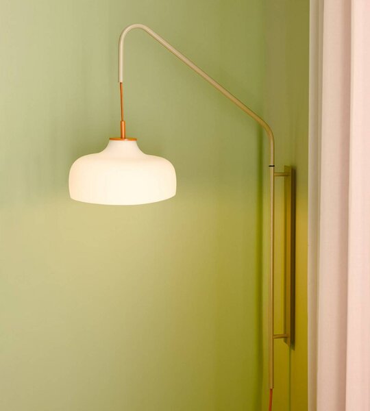 Hübsch HÜBSCH nástenné svetlo Current, pieskové, výška 71 cm, Krémová / jantárovo žltá, Obývacia izba / jedáleň, Sklo, Moderný