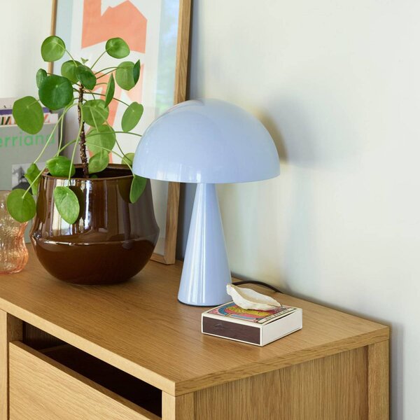 HÜBSCH stolová lampa Mush Mini, ľadovo modrá, kov, výška 25 cm, Modrá, Spálňa, kov, Moderný
