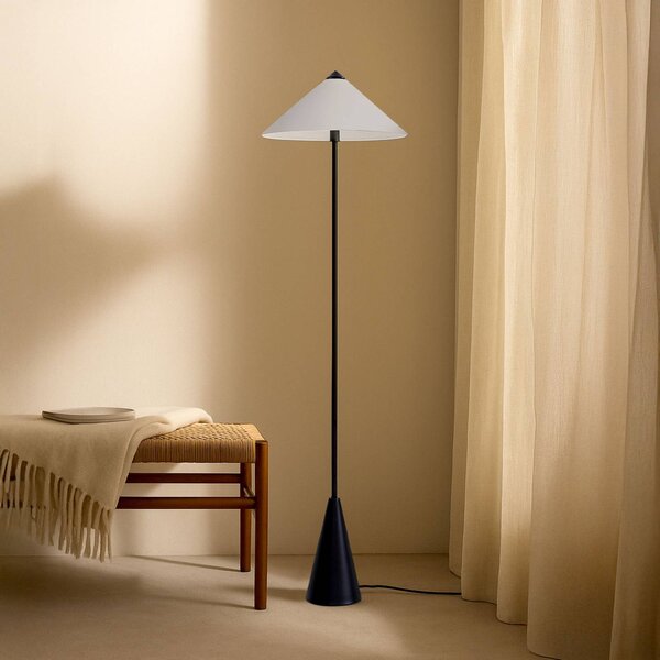 Stojacia lampa Lindby Norvik, výška 150 cm, čierna/sivá, kov, Čierna, Obývacia izba / jedáleň, kov, Moderný, Stojaca lampa