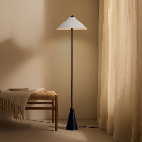 Stojacia lampa Lindby Norvik, výška 150 cm, čierna/sivá, kov, Čierna, Obývacia izba / jedáleň, kov, Moderný, Stojaca lampa