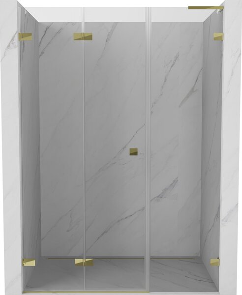 Mexen Lunar-F, L skladacie ľavé sprchové dvere 110 cm, číre sklo, zlatý profil, 836SL-110-050-50-00-L