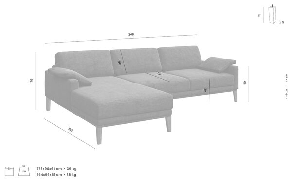 MUZZA ROHOVÁ POHOVKA MUSSO TUFTED ANTRACIT ĽAVÁ