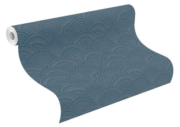 RASCH | Vliesová tapeta na stenu Allegretto 581409 | 0,53 x 10,05 m | modrá, metalická