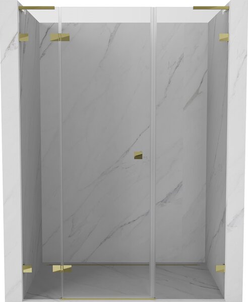 Mexen Lunar L, Otočné ľavé sprchové dvere 120 cm, číre sklo, zlatý profil, 834SL-120-050-50-00-L