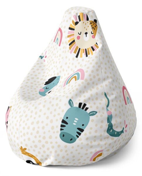 Sablio Sedací vak Pear Hroch, zebra a slnko - 70 x 95 x 15 cm