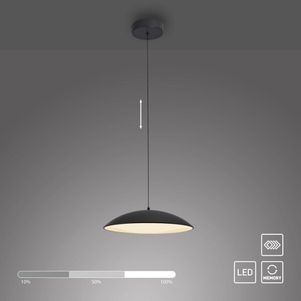 Schöner Wohnen 14606-18-LED stmievateľný závesný luster na lanku LENTE LED/17W/230V pr. 40 cm čierna