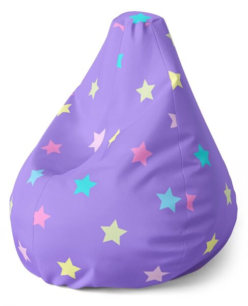 Sablio Sedací vak Pear Hviezdy na fialovej - 70 x 95 x 15 cm