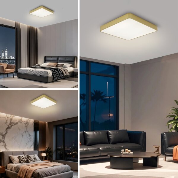 Brilagi-LED stmievateľné stropné svietidlo POOL LED/36W/230V 3000-6000K 40x40 cm zlaté + diaľkové ovládanie