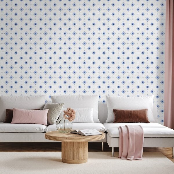 Fototapeta modré kvetinové ornamenty