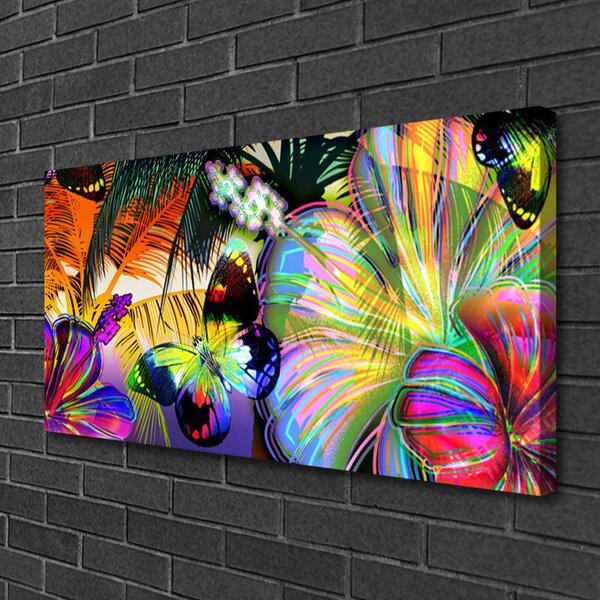 Obraz Canvas Abstrakcie motýle pierka 100x50 cm