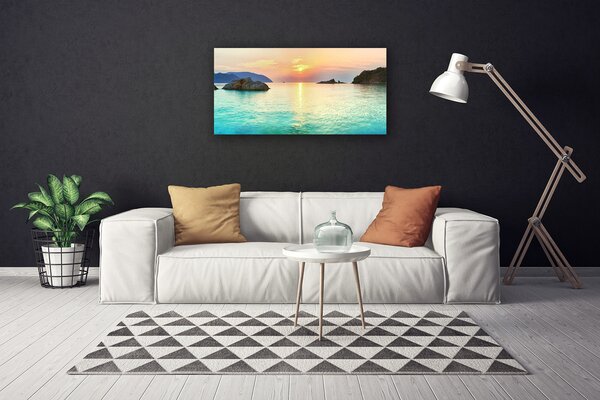 Obraz Canvas Slnko skaly more krajina 100x50 cm
