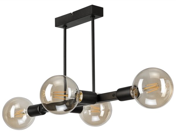 Luster na tyči ASTRID 4xE27/60W/230V čierna