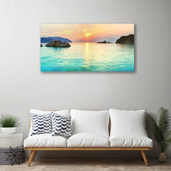 Obraz Canvas Slnko skaly more krajina 100x50 cm