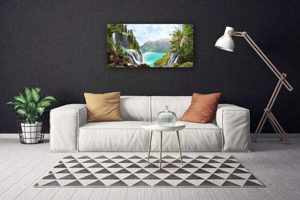 Obraz Canvas Záliv vodopád hory 100x50 cm