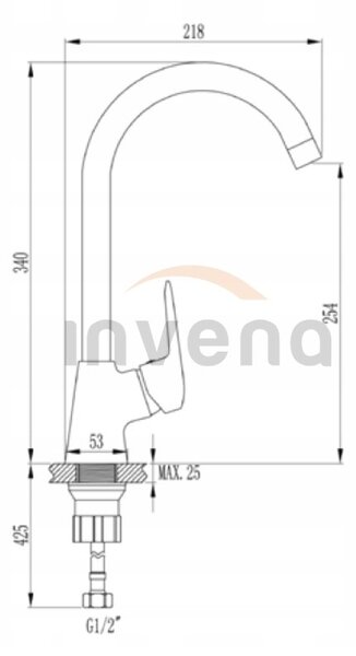Invena Corso, stojanková drezová batéria s otočným ramenom, čierna, BZ-81-L04-X