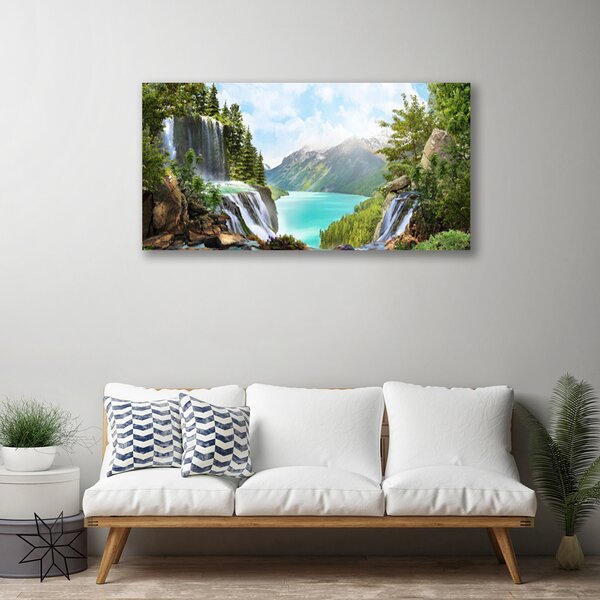 Obraz Canvas Záliv vodopád hory 100x50 cm