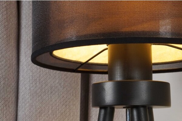 Duolla - Stolná lampa WOOD BOHO 1xE27/15W/230V pr. 25 cm čierna/béžová