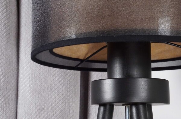 Duolla - Stolná lampa WOOD BOHO 1xE27/15W/230V pr. 25 cm čierna/béžová