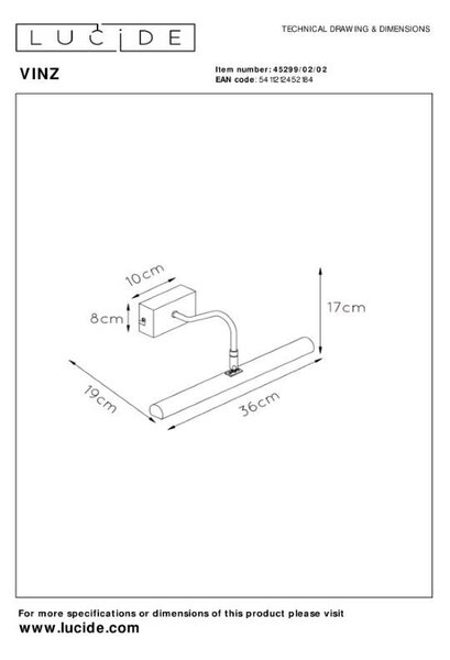 Lucide L452990202 nástenné svietidlo VINZ G9