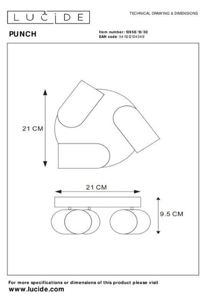 Lucide L139581330 bodové stropné svietidlo PUNCH GU10