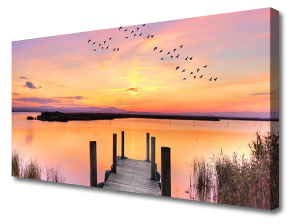 Obraz Canvas Mólo západ slnka jazero 100x50 cm