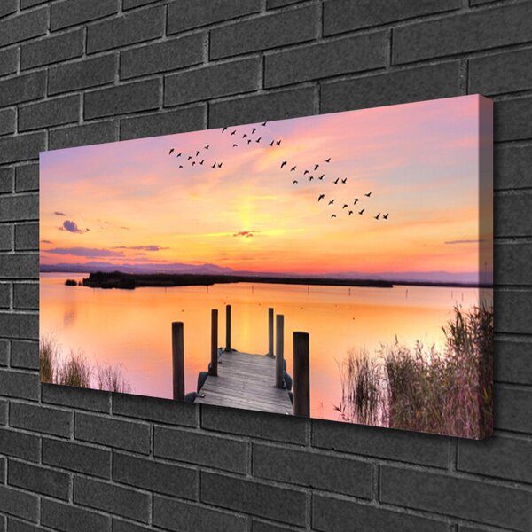 Obraz Canvas Mólo západ slnka jazero 100x50 cm