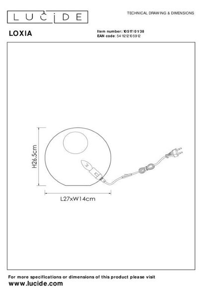 Lucide L105170138 stolná lampička LOXIA E14
