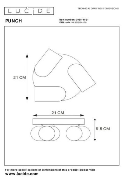 Lucide L139581331 bodové stropné svietidlo PUNCH GU10